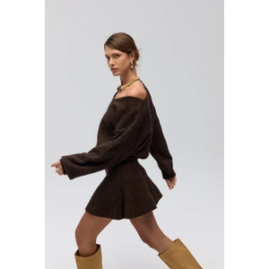 Zerium Basic V Yaka Kahve Triko Kazak