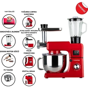 Sm 1511BML LED Ekran Tartı Özellikli Kıyma Çekme Aparatlı Blender 7 Litre Stand Mikser Mutfak Şefi