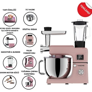 Sm 1511BML LED Ekran Tartı Özellikli Kıyma Çekme Aparatlı Blender Stand Mikser Mutfak Şefi
