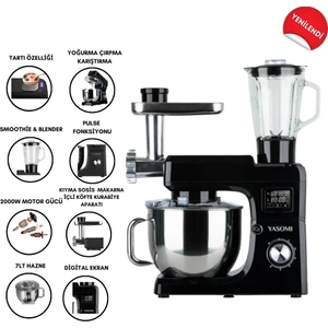 Sm 1511BML LED Ekran Tartı Özellikli Kıyma Çekme Aparatlı Blender 7 Litre Stand Mikser Mutfak Şefi