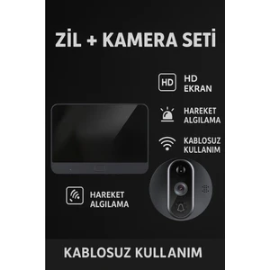 Hareket Algılayıcı Güvenlik Kamerası Kablosuz Dijital Kapı Dürbünü ve Zil