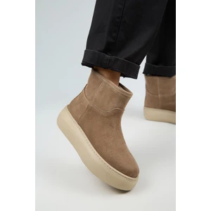 Gemma Kadın Hakiki Deri Düz İçi Kürklü Vizon Bot