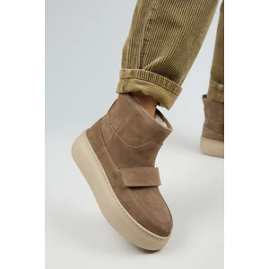 Ember Kadın Hakiki Deri Üstten Çırtlı İçi Kürklü Vizon Bot