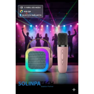 Karaoke Mikrofonlu Kablosuz Bluetooth RGB Işıklı 5 Ses Efektli Hd Stereo Ses Usb/sd Haporlör