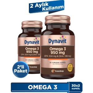 Omega 3 950 mg 30 Yumuşak Kapsül - 2'li Avantajlı Paket - Yüksek EPA ve DHA
