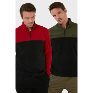 Regular Fit Anti-Pilling Tüylenme Yapmayan Dik Yaka Şardonlu 2'li Paket Polar Erkek Polar 5906016S2