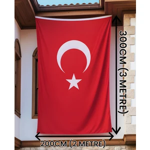 Türk Bayrağı 200X300 cm – Raşel Kumaş, Çift Dikiş, Yüksek Kalite