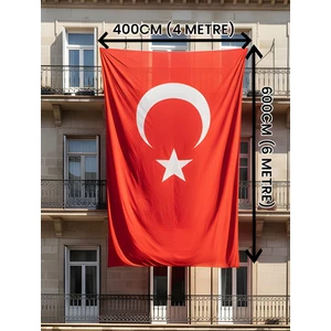 Türk Bayrağı 400X600 cm Raşel Kumaş Dış Mekân Direk ve Balkon Uyumlu