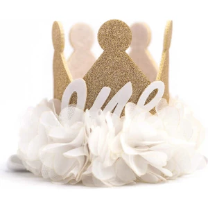 Le Mabelle Beyaz  1 Yaş Kraliçe Doğum Günü Tacı