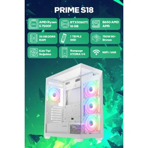 Game Garaj Prime S18 Amd Ryzen 5 7500F 32GB Ram 1tb SSD RTX5060TI 16GB Freedos Oyuncu Tavsiye Sistem
