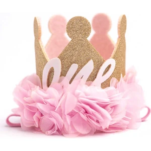 Le Mabelle Pembe  1 Yaş Kraliçe Doğum Günü Tacı