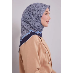 Lacivert Puzzle Desen Soft Eşarp
