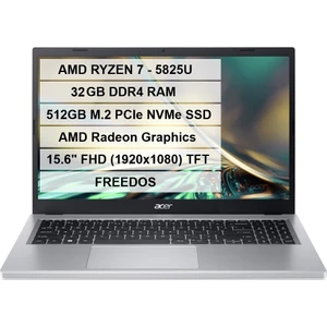 Aspire Go 15 RYZEN7-5825U 32GB Ddr4 512GB SSD 15.6" Fhd Freedos AG15-42P-R23G
