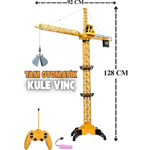 Oyuncak 128 cm Dev Boy Uzaktan Kumandalı Tam Otomatik Gövdesi ve Halatı Hareketli Şarjlı Kule Vinç