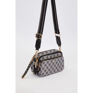 Siyah Çift Bölmeli Kalın Askılı Omuz Çantası