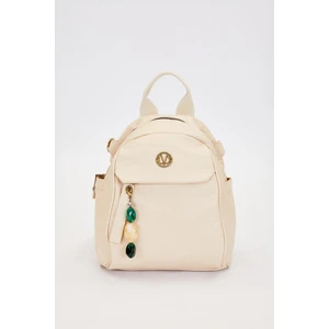 Krem Taş Charm Detaylı Omuz Çantası