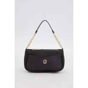 Siyah Zincir Detaylı Trend Omuz Çantası