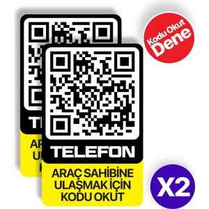 Teknoloji MEO 2'li Paket Karekodlu Araç Numaratörü - Araç İçi Park Telefon Numarası - Akıllı Araç Etiketi (Dikey Etiket)