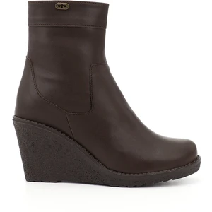 Kadın Kahve Antik Fermuarlı Dolgu Topuklu Bot