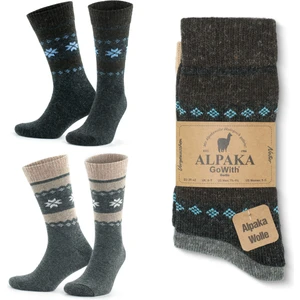 2 Çift Alpaka Yünlü Termal Yıkamalı Doğal Kar Desen Kışlık Kadın Erkek Çorap 3097