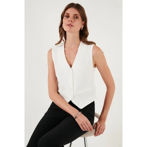 Streç Fitted Fit V Yaka Düğmeli Yelek Bayan Yelek 5865971