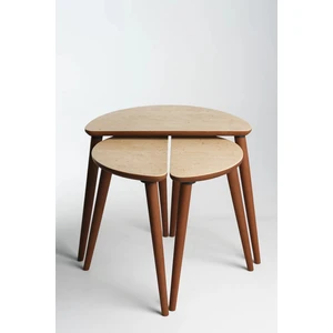 Roma 3'lü Zigon Sehpa %100 Mdf Yarım Ay Traverten