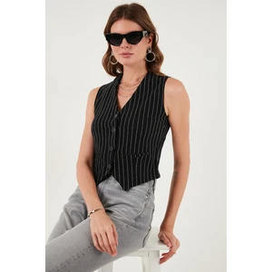 Streç Fitted Fit V Yaka Düğmeli Yelek Bayan Yelek 5865971