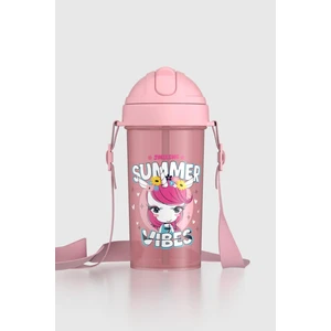 Cosmo Desenli 415 ml Pp Pipetli Çocuk Matara 912146 Pembe