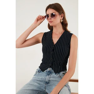 Streç Fitted Fit V Yaka Düğmeli Yelek Bayan Yelek 5865971