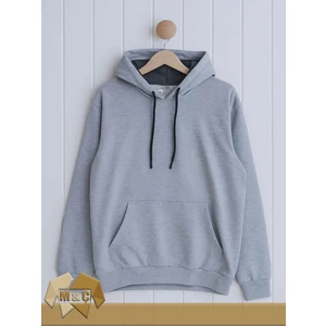 Erkek Kapşonlu Uzun Kollu Sweatshirt Mevsimlik 2 Ip Düz Cepli Büyük Beden Hodie