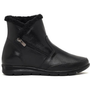 Kadın Siyah Fermuarlı Deri Comfort Bot 25WFD413518