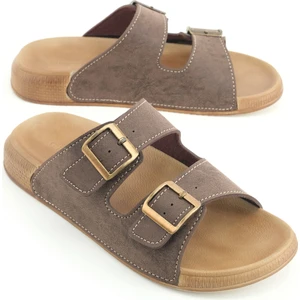 Erkek Yazlık Suni Deri Iki Toka Ayarlanabilir Rahat Taban Günlük Terlik