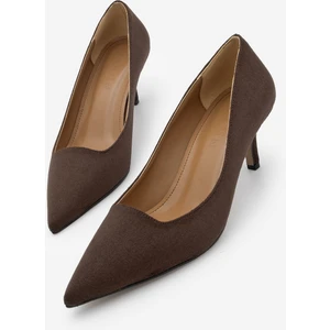 Kadın Stiletto Acı Kahve Sivri Burun İnce Topuklu Ayakkabı Loresta Kahve Süet
