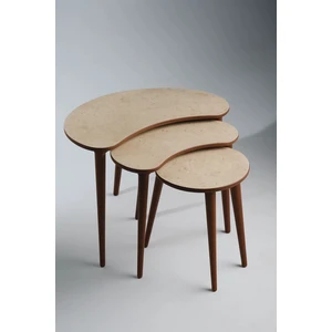 Berlin 3'lü Zigon Sehpa %100 Mdf Traverten