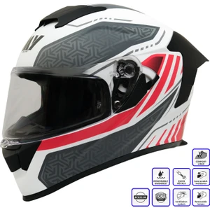 Gp My Helmet MKS001-WRG Yarış Spoiler Güneş Vizörlü Şeffaf Full Face Motosiklet Kaskı Xl