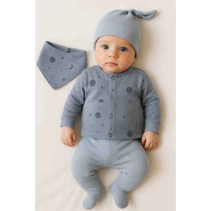 %100 Pamuk Yenidoğan Erkek Bebek 5 Parça Hastane Çıkış Seti