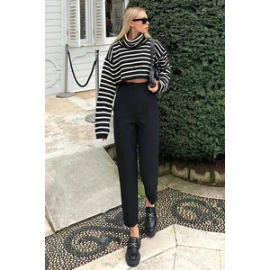 Kadın Yüksek Bel Pensli Zra Pantolon – Beyaz / Krem / Bej / Lacivert / Siyah | 36-46 Beden | Business & Ofis Kombin