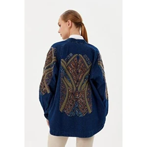 Koyu Mavi Denim Kimono