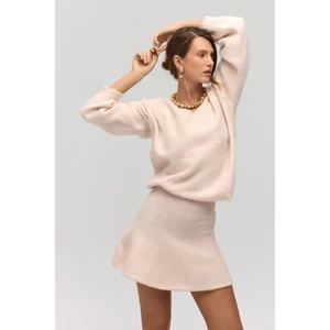 MAI STUDIOS CO. Nordis Volanlı Pembe Triko Mini Etek