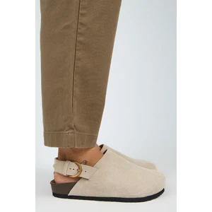 Antonella Kadın Deri Hakiki Deri Arkadan Kemerli Sabo Bej Sandalet