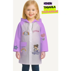 Pembe Kendin Tasarla Kız Çocuk Yağmurluk