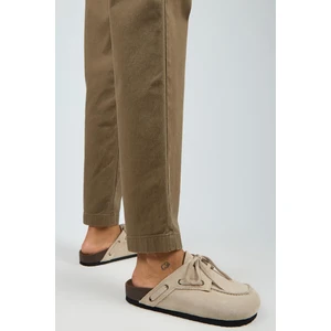 Karis Kadın Hakiki Deri Bağcıklı Sabo Bej Terlik