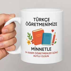 Türkçe Öğretmeni Kupa Bardak - Öğretmenler Günü Hediyesi - Kişiye Özel Seramik Kupa