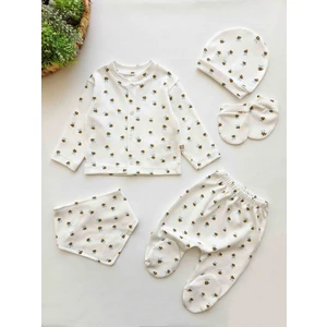 %100 Pamuk Yenidoğan Erkek Bebek 5 Parça Hastane Çıkış Seti