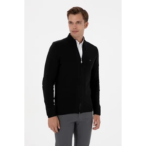 U.S. Polo Assn. Erkek Slim Fit Siyah Basic Triko Hırka 50313688-VR046