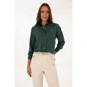 U.s. Polo Assn. Kadın Koyu Yeşil Gömlek Desenli 50316424-VR079