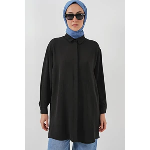 Kadın Uzun Gömlek Tunik 5945 - Siyah