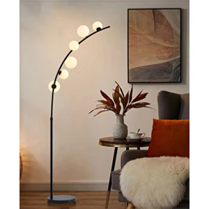 Felin Siyah 6 Cam Başlıklı Deve Boynu Lambader