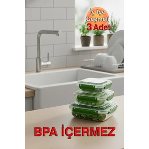 Lock&fresh Master Dikdörtgen Saklama Kabı (565,975,1675 Ml) (Üçlü Set)