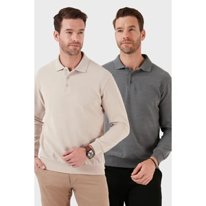 Pamuk Karışımlı Regular Fit 2'li Paket Polo Yaka Kazak Erkek Polo Yaka Kazak 456223S2